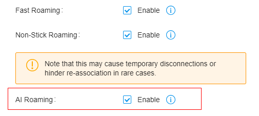 The position to enable AI Roaming.