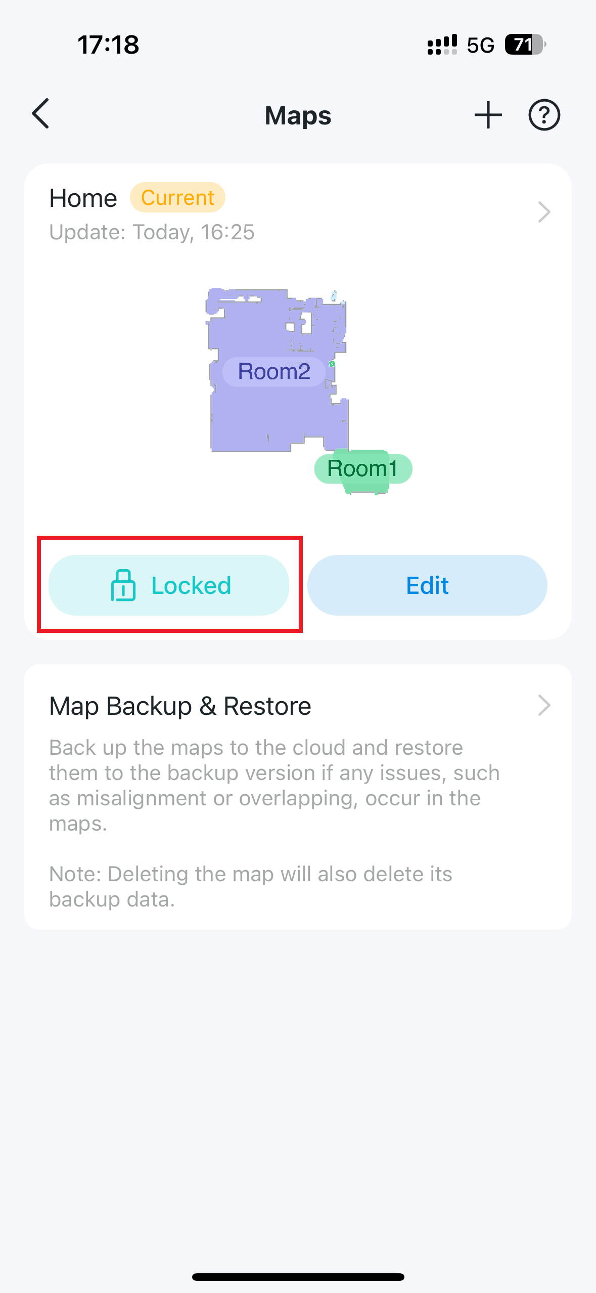 Configuration of how to Lock and Update the Map on the app.
