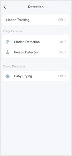 Display options in detection settings