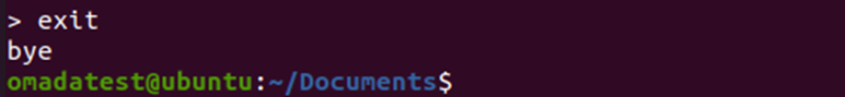 Input exit to quit command mode.