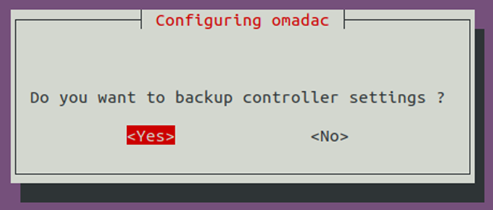 Backup Controller settings on Linux server to db_backup file.